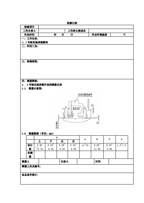 汽轮机1号轴瓦检修记录模板