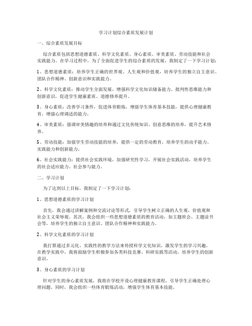 学习计划综合素质发展计划