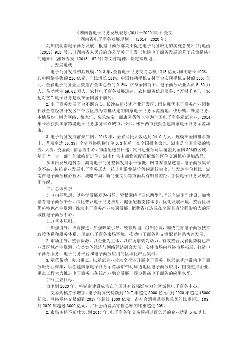 湖南省电子商务发展规划