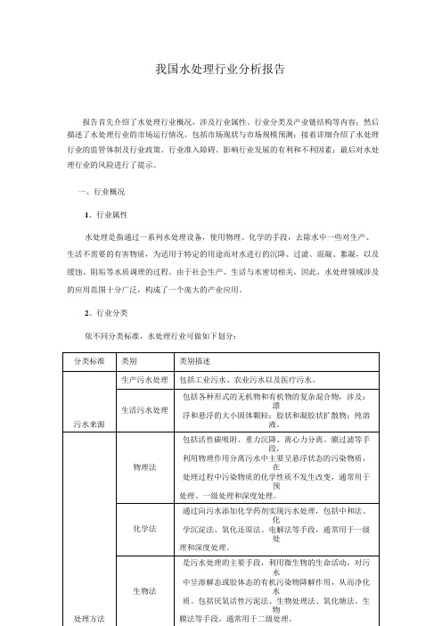 我国水处理行业分析报告