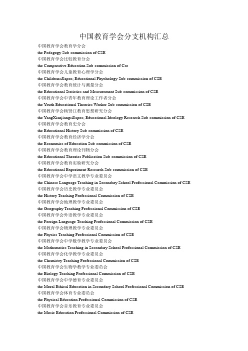 中国教育学会分支机构