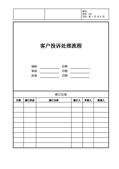 房地产客户投诉处理流程