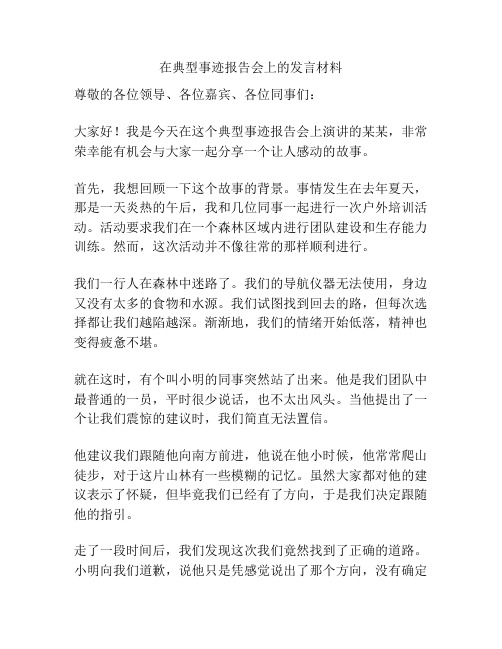 在典型事迹报告会上的发言材料