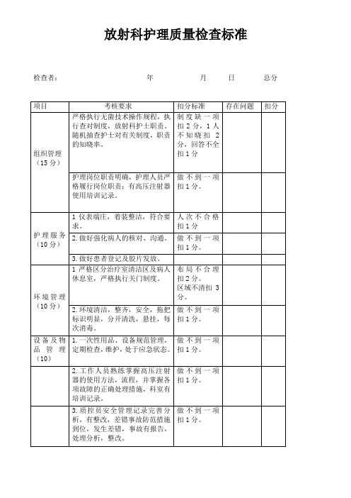 介入科护理质量考核标准