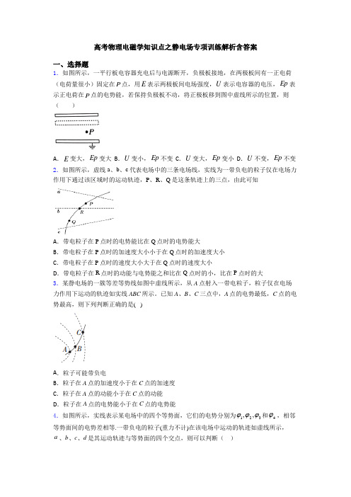 高考物理电磁学知识点之静电场专项训练解析含答案