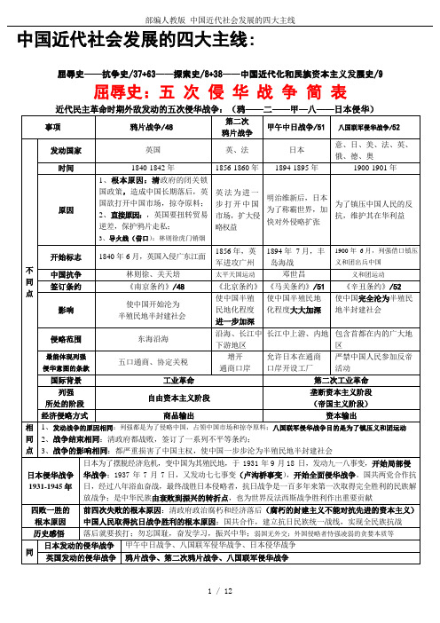 部编人教版 中国近代社会发展的四大主线