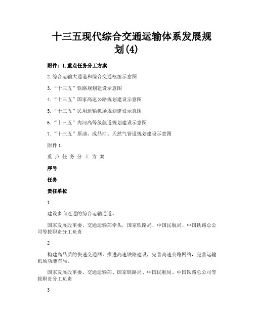 十三五现代综合交通运输体系发展规划4