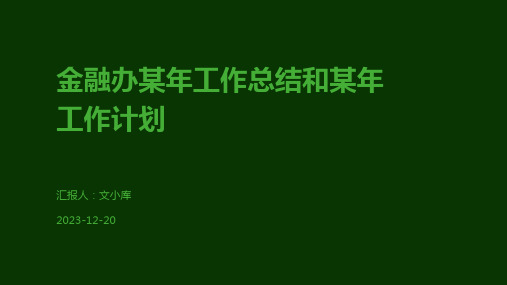 金融办某年工作总结和某年工作计划