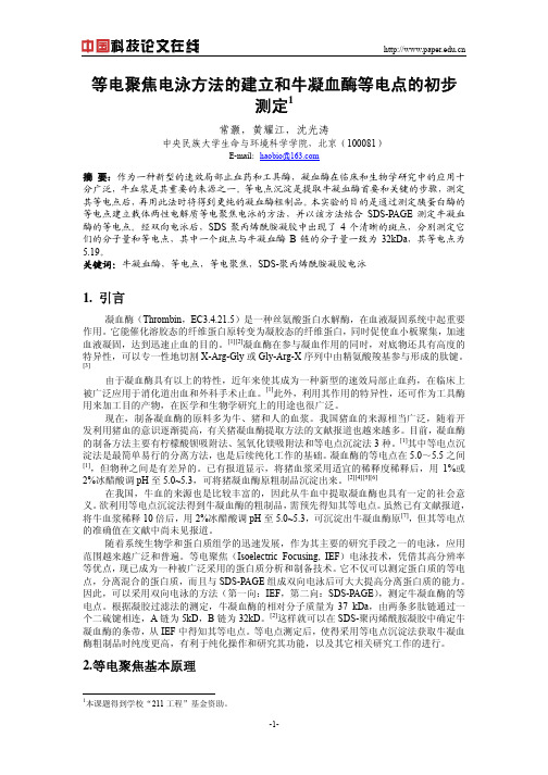 等电聚焦电泳方法的建立和牛凝血酶等电点的初步测定