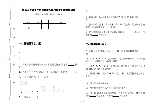 新版五年级下学期竞赛综合练习数学期末模拟试卷