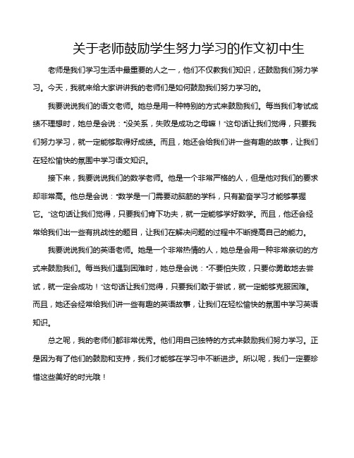 关于老师鼓励学生努力学习的作文初中生