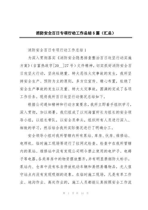 消防安全百日专项行动工作总结5篇(汇总)