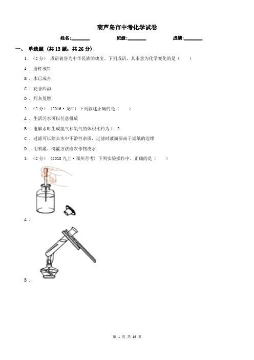 葫芦岛市中考化学试卷