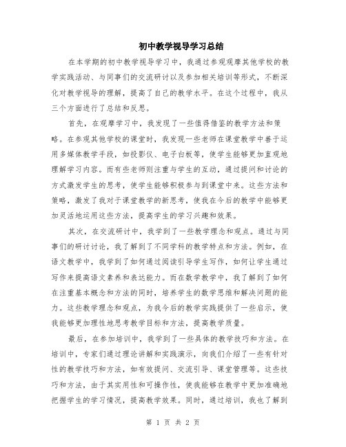 初中教学视导学习总结