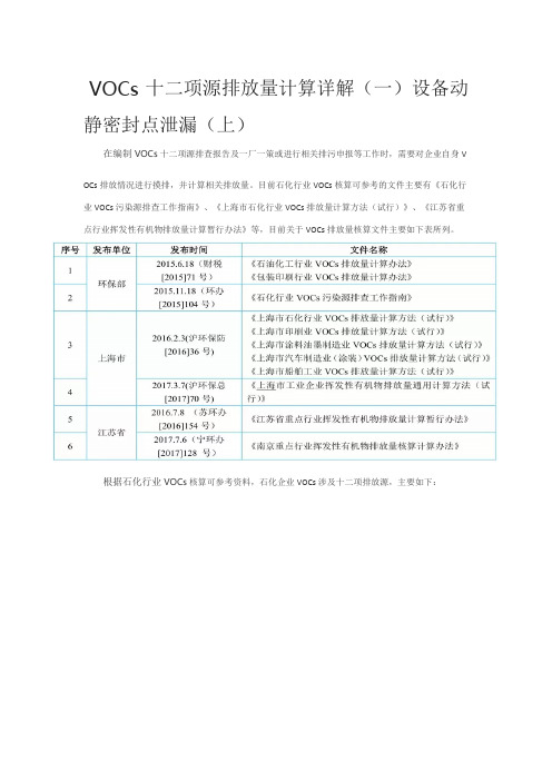 VOCs十二项源排放量计算详解