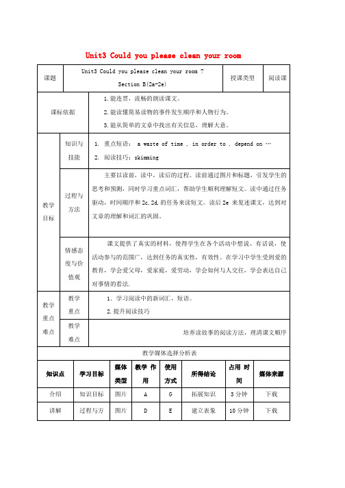 人教新目标版八年级英语下册Unit3Couldyoupleasecleanyourroom第6课时SectionB2a_2e教案新版