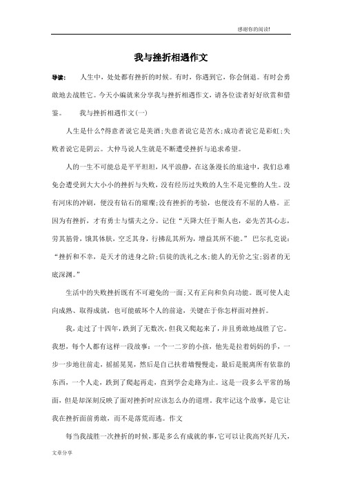 我与挫折相遇作文