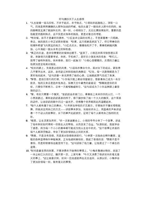 好句摘抄关于人生感悟