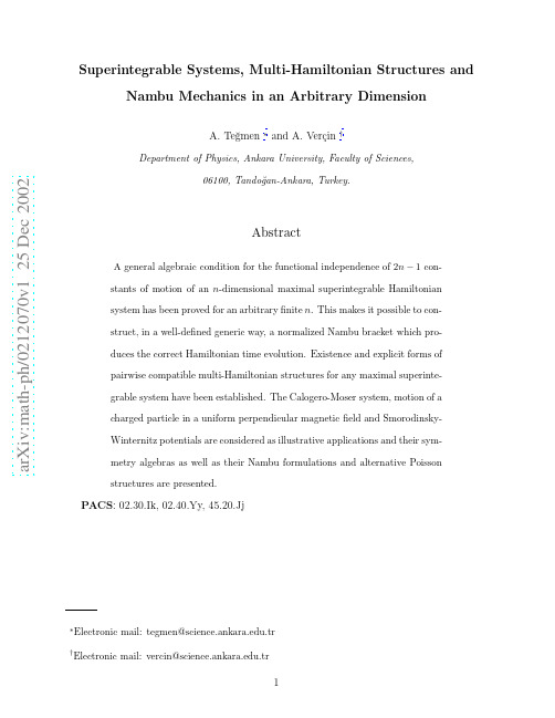 Superintegrable Systems, Multi-Hamiltonian Structures and Nambu Mechanics in an Arbitrary D