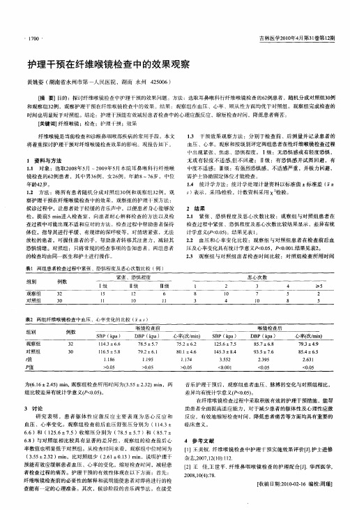 护理干预在纤维喉镜检查中的效果观察