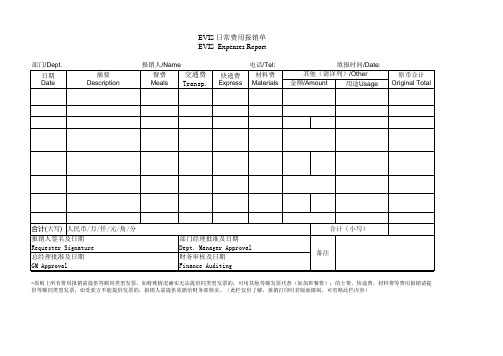 各类费用报销单模板 