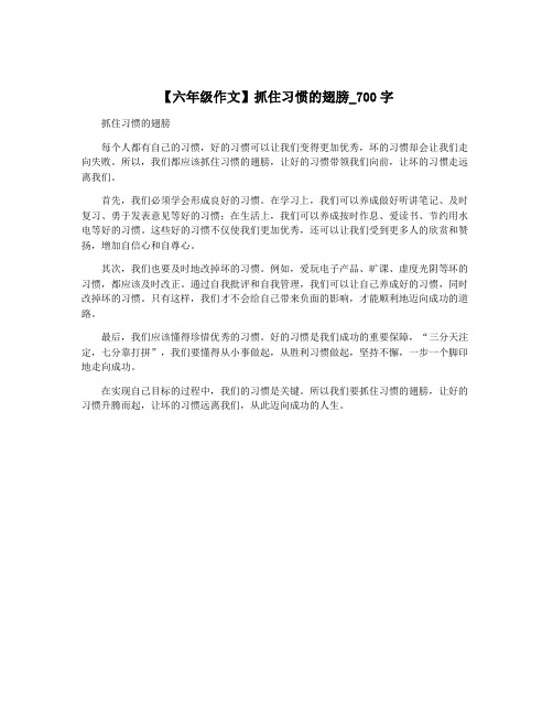 【六年级作文】抓住习惯的翅膀_700字