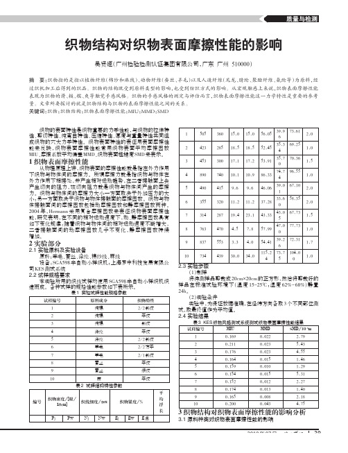 织物结构对织物表面摩擦性能的影响