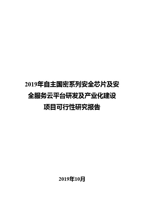 2019年自主国密系列安全芯片及安全服务云平台研发及产业化建设项目可行性研究报告