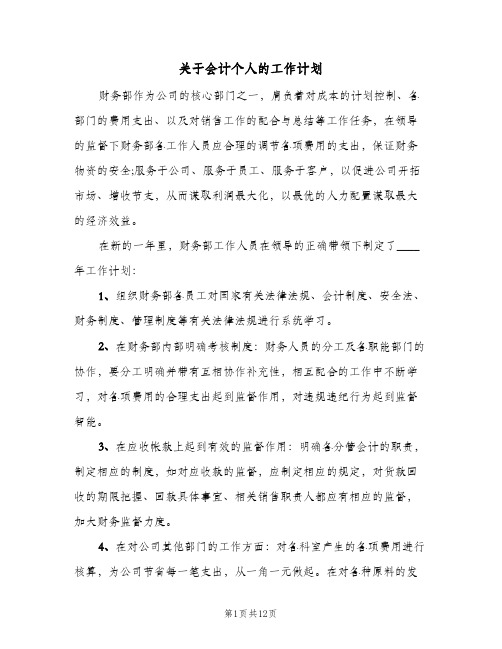 关于会计个人的工作计划（五篇）