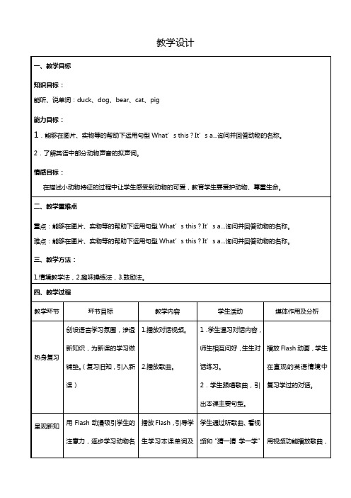 Unit 4 Part A We love animals教案