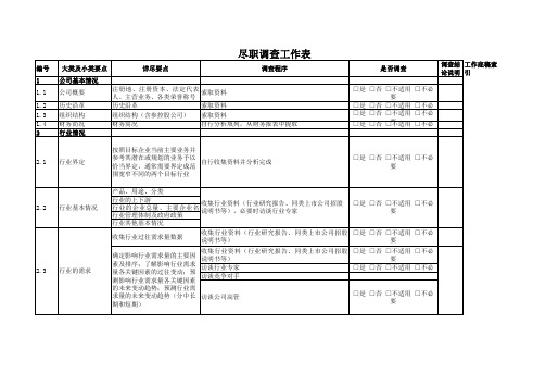 尽职调查工作表