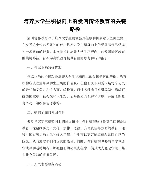 培养大学生积极向上的爱国情怀教育的关键路径