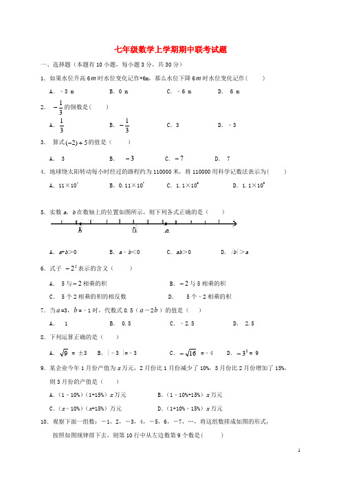 浙江省嘉兴市十校七年级数学上学期期中联考试题