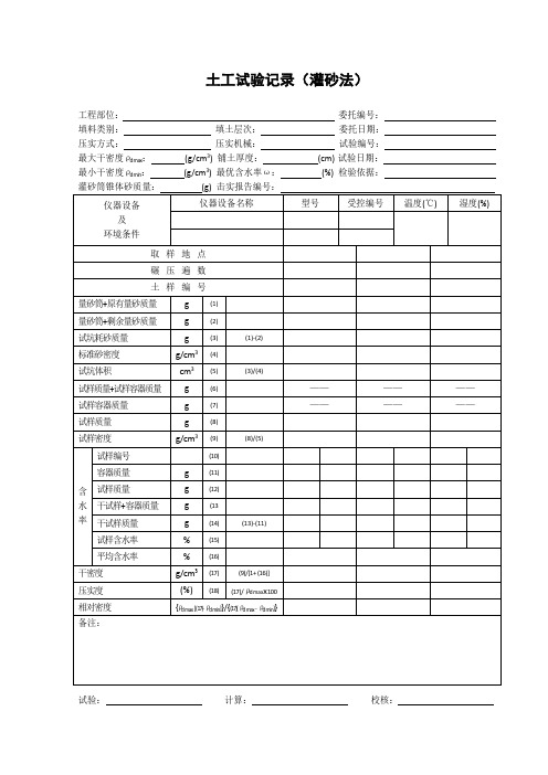 灌砂法(原位密度试验)