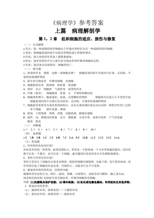 19级中医班病理习题答案