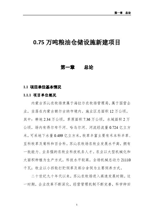 0.75万吨粮油仓储设施新建项目可行性研究报告