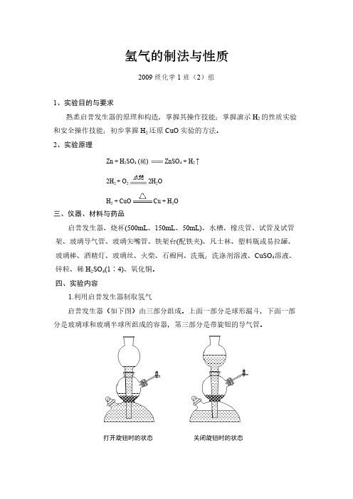 制备氢气实验报告完整版