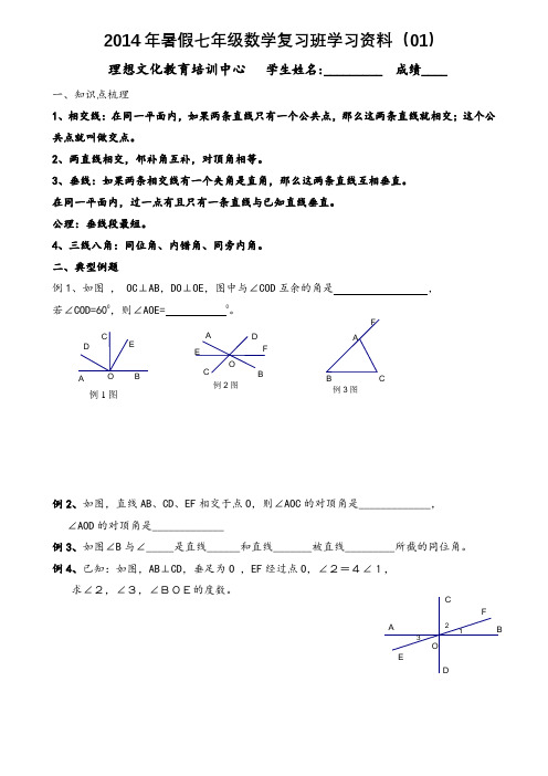 人教版初一数学下册全册复习资料