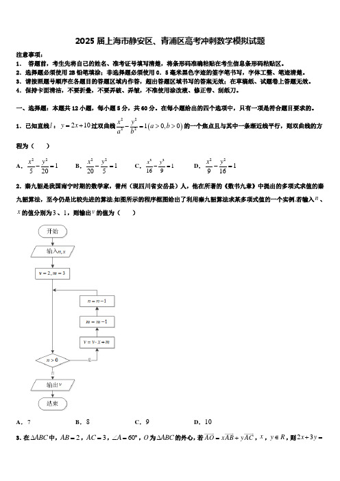 2025届上海市静安区、青浦区高考冲刺数学模拟试题含解析