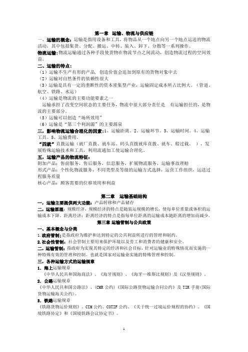 运输管理教材重点