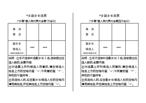 乡镇人代会副乡长选票