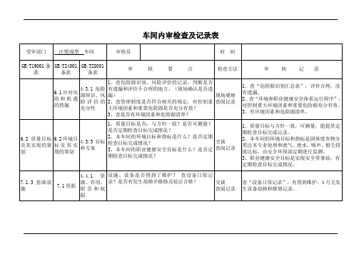 注塑成型车间内审检查记录表案例