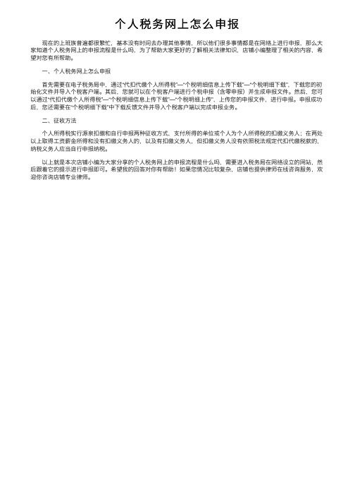 个人税务网上怎么申报