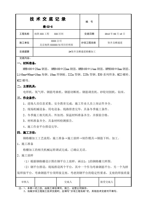 格栅加工技术交底