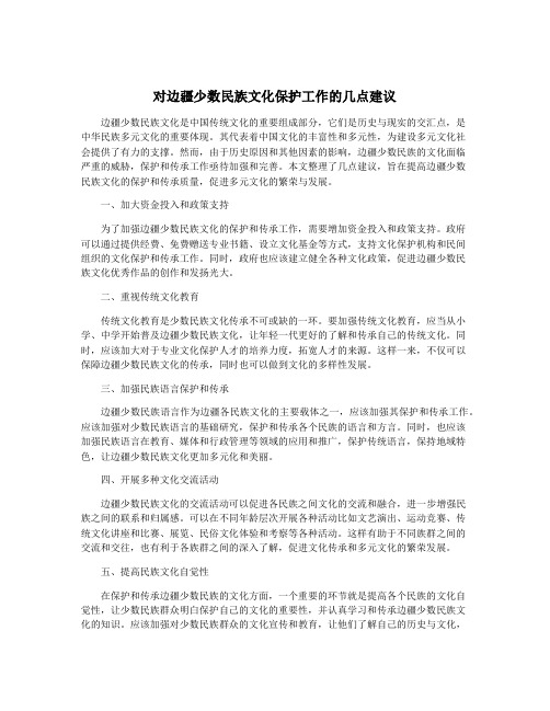 对边疆少数民族文化保护工作的几点建议