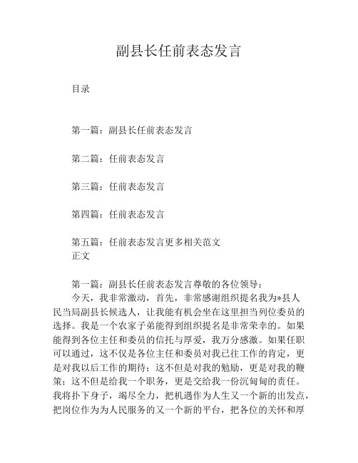 副县长任前表态发言