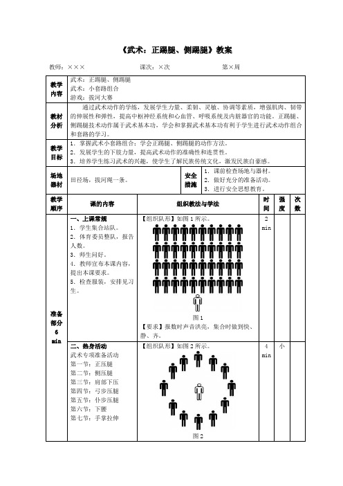 《武术:正踢腿、侧踢腿》教案