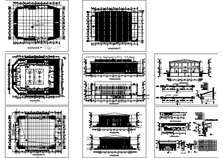 篮球体育馆建筑设计cad施工图纸