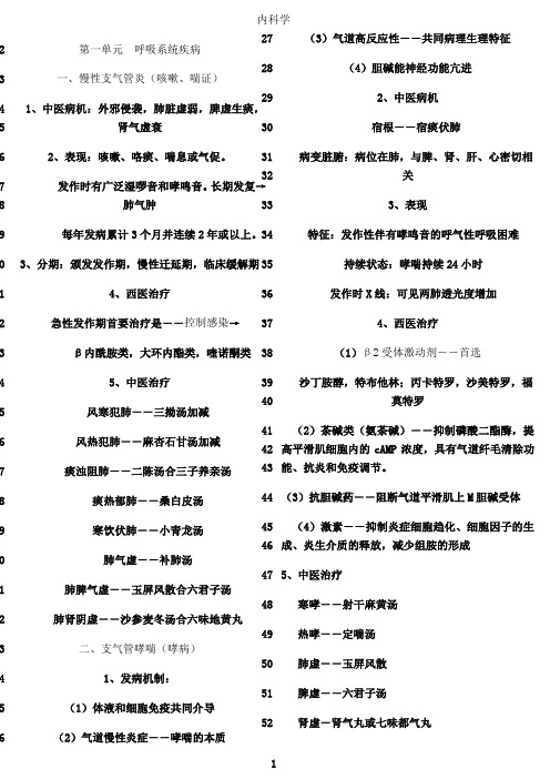 最新中西医结合内科学__主治复习