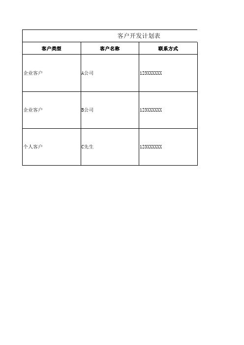 客户开发计划表格